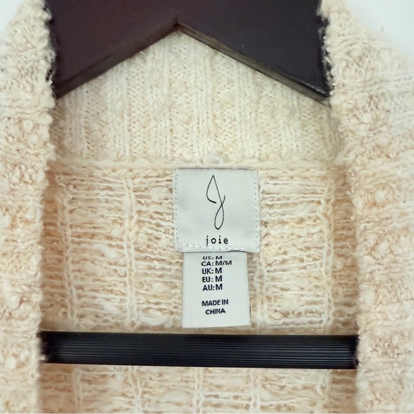 JOIE Cream Chunky Aztec Duster Open Cardigan Sweater Coat Sz M Chunky - Picture 4 of 4